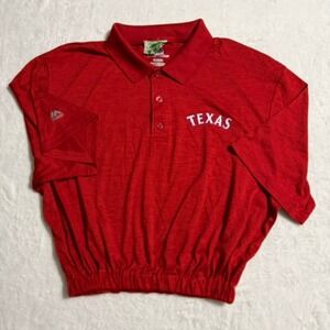 Majestic Texas Rangers Polo Women XL Red CoolBase Elastic Bubble Hem MLB Top